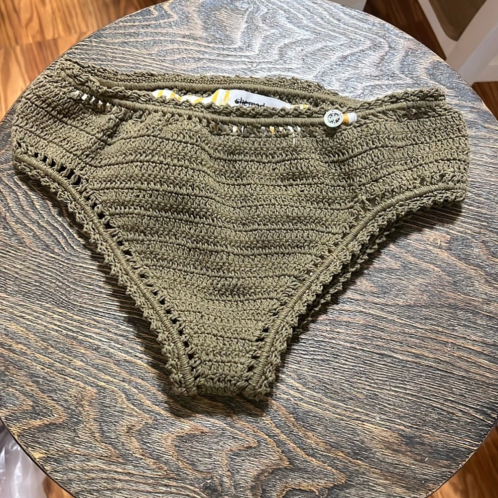 Free people Chemademe Swim bikini  crochet panties women size S olive  NWOT